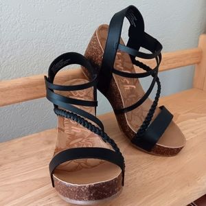 Blowfish Malibu -  NEW! Heidi Black Wedge Sandals - Size 9.5